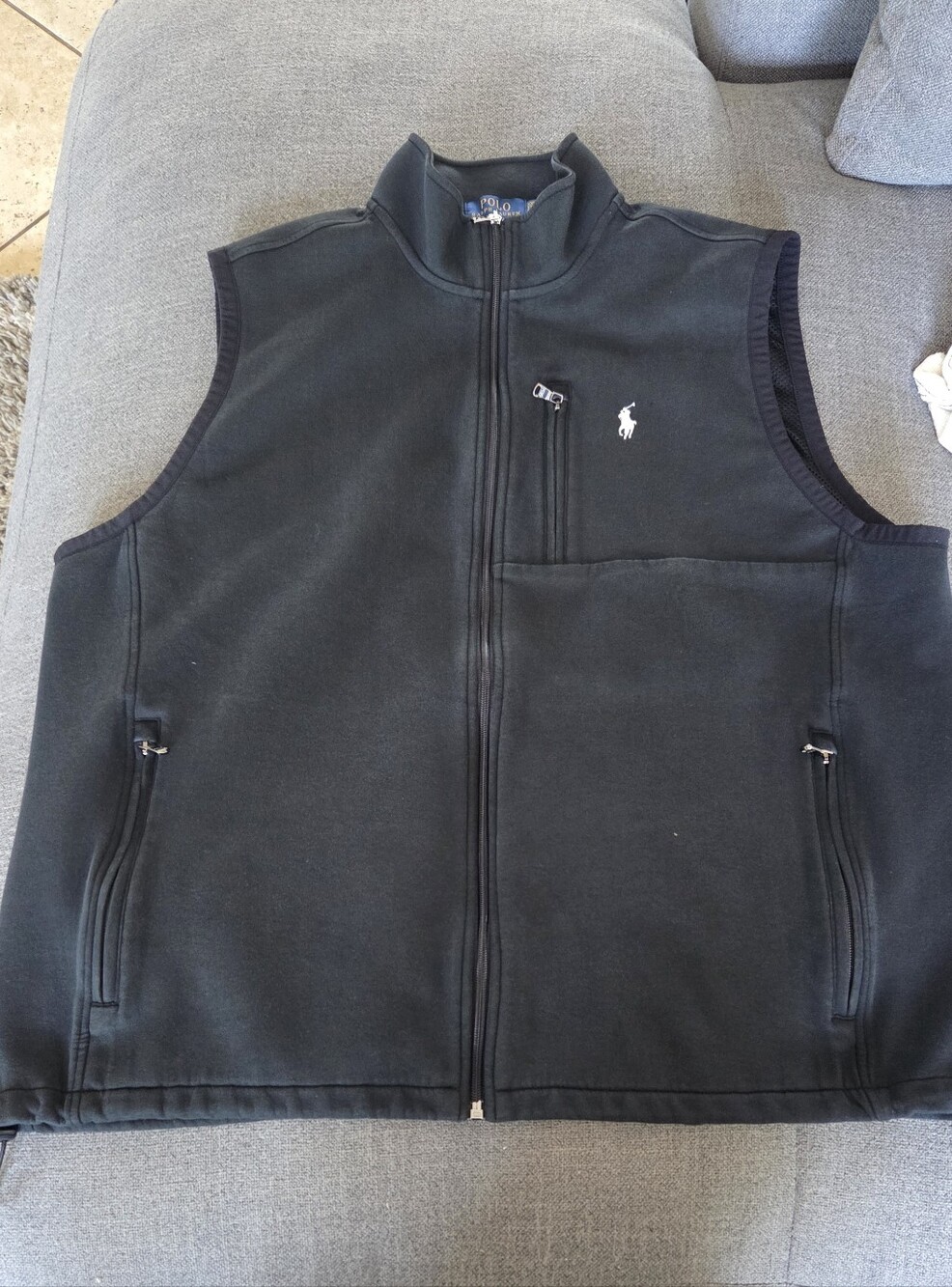 Polo by Ralph Lauren Black Full-Zip Sleeveless Fleece Vest